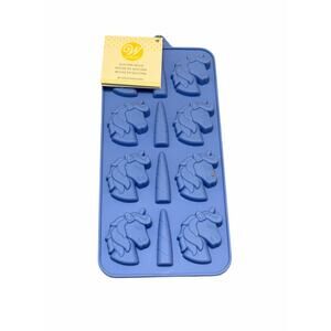 Silicone Unicorn Candy Mold – Blue – 12 holes (8 Heads + 4 Horns) – New with Ta